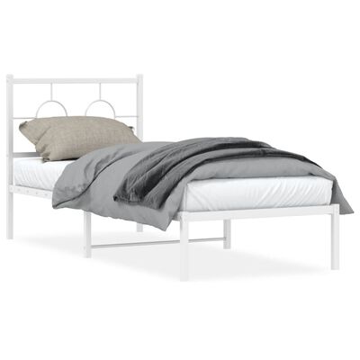 vidaXL Metalinis lovos rėmas su galvūgaliu, baltos spalvos, 75x190cm
