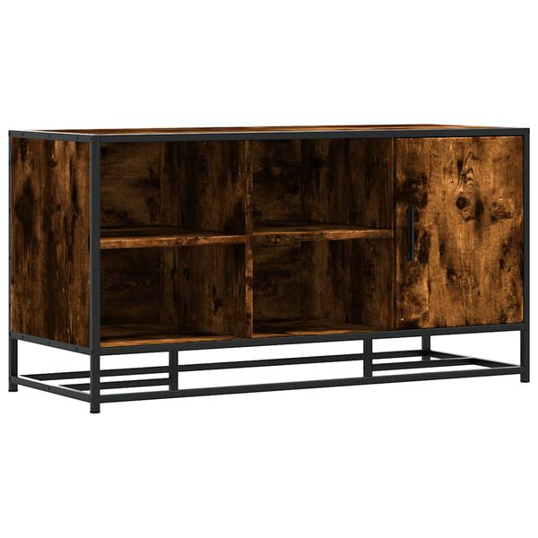 vidaXL Batų suoliukas, dūminio ąžuolo, 100x40x53,5 cm, mediena/metalas