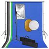 vidaXL Fotostudijos komplektas su &scaron;viesdėžėmis, fonu ir reflektoriumi