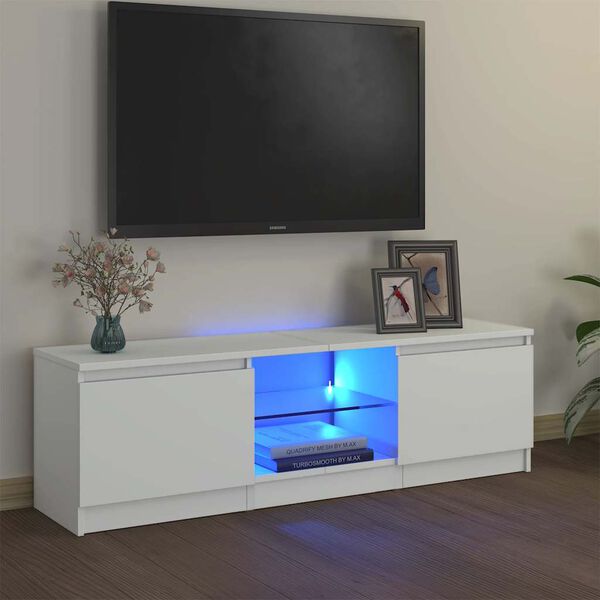 vidaXL TV spintelė su LED ap&scaron;vietimu, baltos spalvos, 120x30x36cm