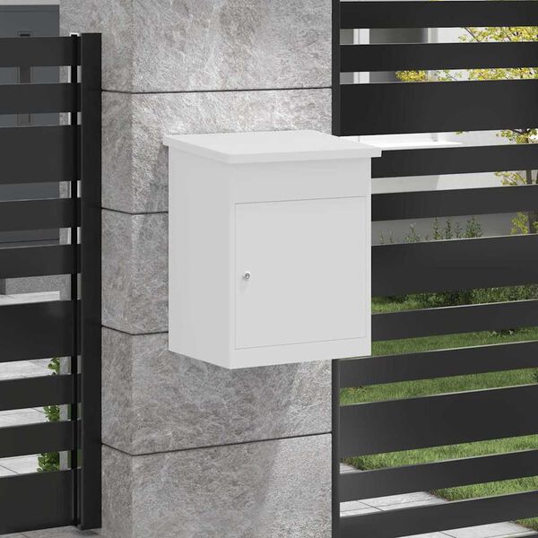 vidaXL Siuntų dėžutė su saugykla Balta 47.5 x 38 x 59 cm Plienas