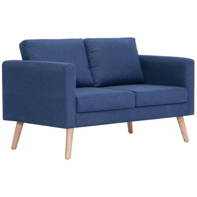 vidaXL Dvivietė sofa, mėlyna, audinys