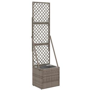 vidaXL Sodas vazonas su trellis Pilka 35 x 30 x 135 cm poliratanas