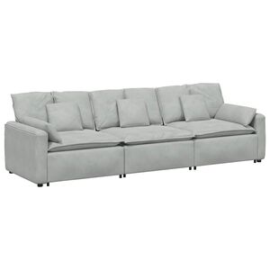 vidaXL Modulinė sofa su pagalvėlėmis, &scaron;viesiai pilka