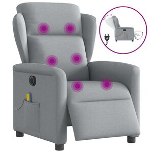 vidaXL Elektrinis masažinis krėslas, &scaron;viesiai pilkas, audinys