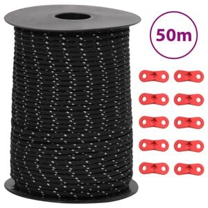 vidaXL Palapinės virvė su šviesą atspindinčiomis juostomis/sujungimais