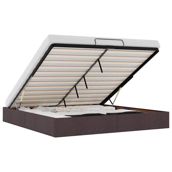 vidaXL Osmanų lovos rėmas be čiužinio Tamsiai rudas 180x200 cm audinys