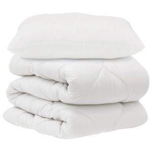 vidaXL Antklodžių rinkinys su pagalve 2 pcs Balta Mikropluo&scaron;tas