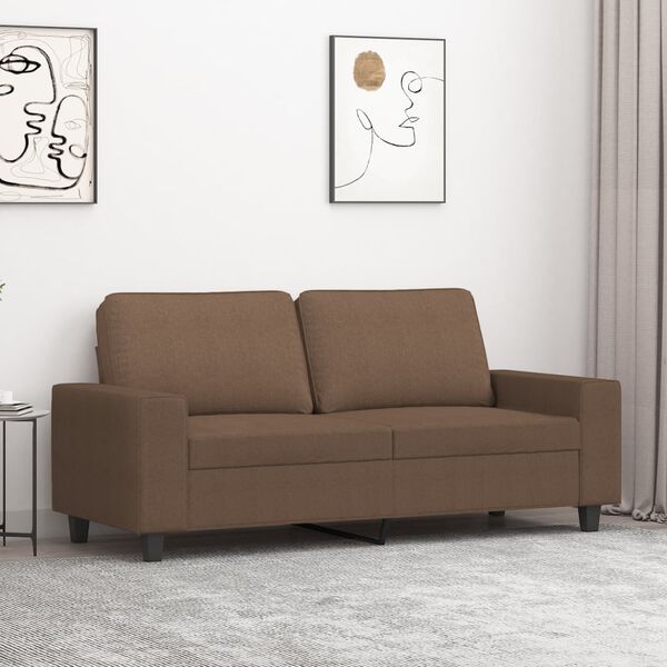 vidaXL Dvivietė sofa, rudos spalvos, 140cm, audinys