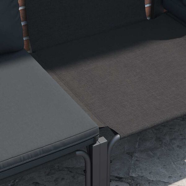 vidaXL Sodo Sofų Rinkinys su pagalve 10 pcs Juoda Plienas