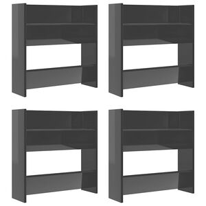 vidaXL Sieninės spintelės batams, 4vnt., pilkos, 60x18x60cm, mediena