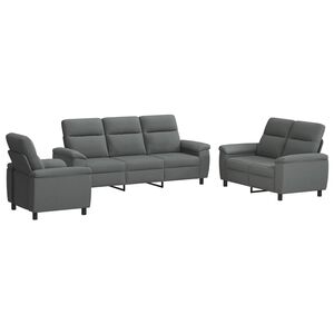 vidaXL Sofos komplektas 3 pcs Tamsiai pilka Audinys