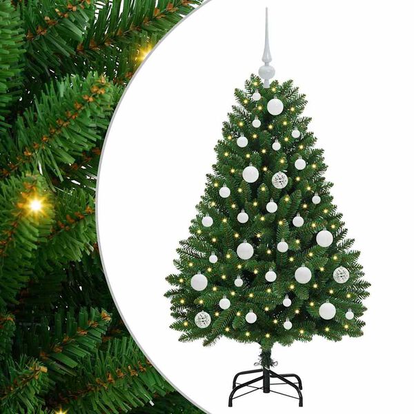 vidaXL Dirbtinė Kalėdų eglutė su 150 LED Žalia 120 cm PVC ir metalas