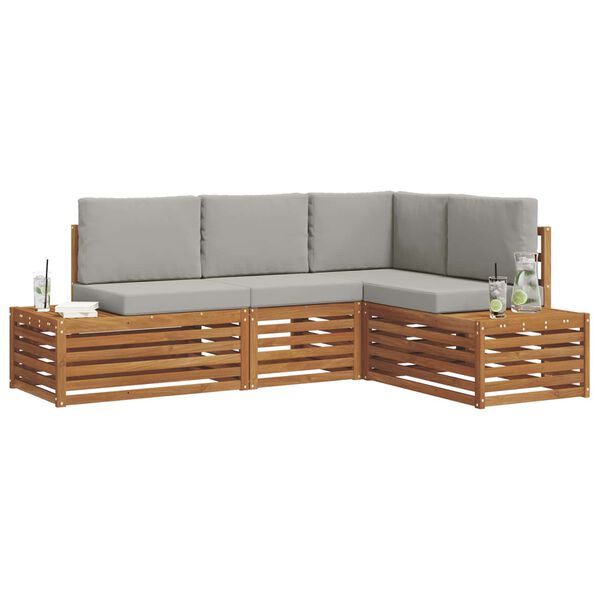 vidaXL Sofų komplektai 4 Vienetas Natūrali ir &scaron;viesiai pilka