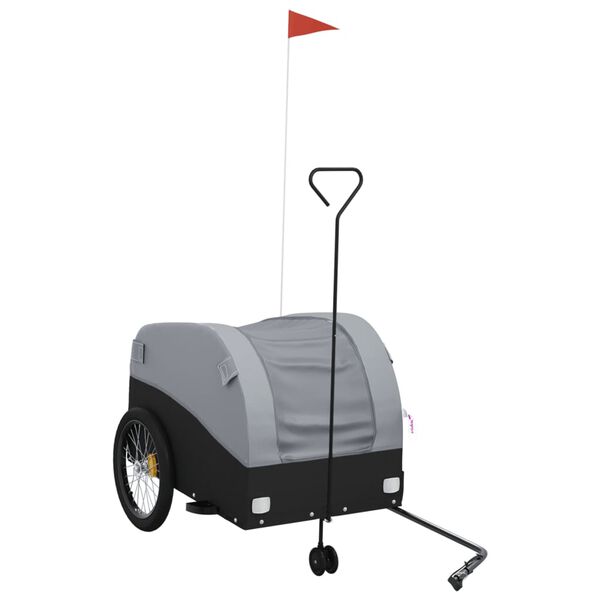 vidaXL Dviračio priekaba, juodos ir pilkos spalvos, 45kg, geležis