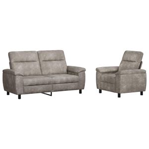vidaXL Sofos komplektas 2 pcs &Scaron;viesiai pilka Dirbtinė suedė oda