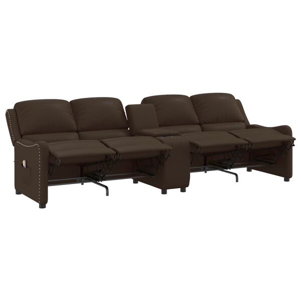 vidaXL Keturvietis atlo&scaron;iamas masažinis krėslas, rudas, dirbtinė oda