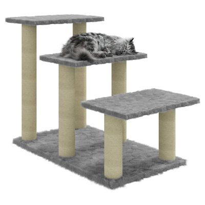 vidaXL Draskyklė katėms su stovais iš sizalio, šviesiai pilka, 50,5cm