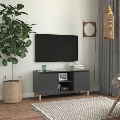vidaXL TV spintelė su medinėmis kojelėmis, pilka, 103,5x35x50cm