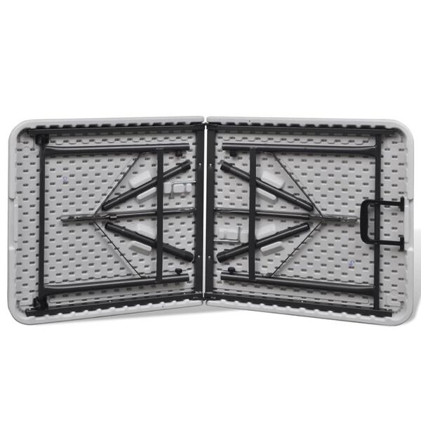 vidaXL Sulankstomas sodo stalas, baltos spalvos, 122cm, HDPE
