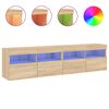 vidaXL Sieninės TV spintelės su LED, 2vnt., sonoma ąžuolo, 80x30x40cm