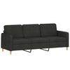vidaXL Trivietė sofa su pagalvėmis, juoda, 180cm, audinys