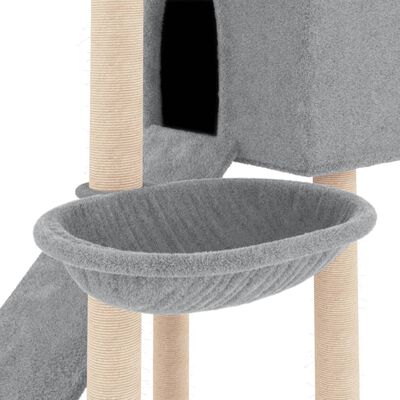 vidaXL Draskyklė katėms su stovais iš sizalio, šviesiai pilka, 153cm
