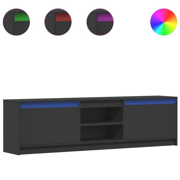 vidaXL Televizoriaus spintelė su LED, juoda, 180x34x50cm, mediena