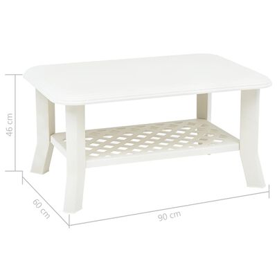 vidaXL Kavos staliukas, baltos spalvos, 90x60x46cm, plastikas