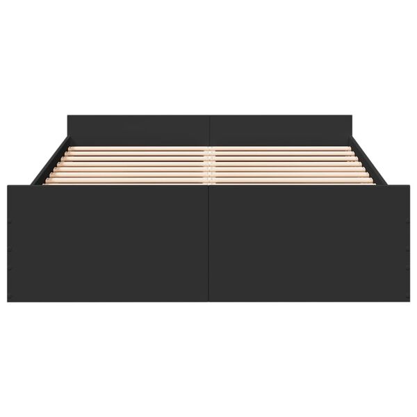 vidaXL Lovos rėmas su stalčiais, juodas, 120x190cm, apdirbta mediena