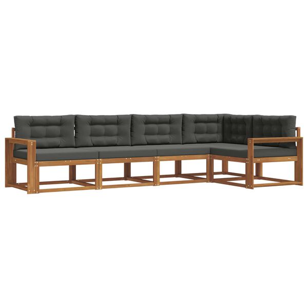 vidaXL Lauko sofos komplektas su pagalve 5 pcs Natūralus ir antracitas