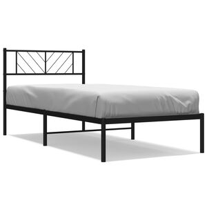 vidaXL Metalinis lovos rėmas su galvūgaliu, juodos spalvos, 75x190cm