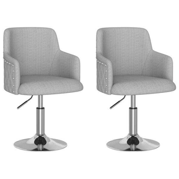 vidaXL Valgomojo kėdės, 2vnt., &scaron;viesiai pilkos spalvos, audinys