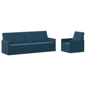 vidaXL Sofos komplektas 2 pcs Mėlyna Aksomas
