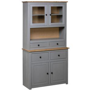 vidaXL Komoda Panama, pilkos sp., 93x40.5x180 cm, pu&scaron;ies med. masyvas