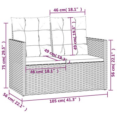 vidaXL Lauko komplektas su pagalvėlėmis, 4 dalių, pilkas, poliratanas