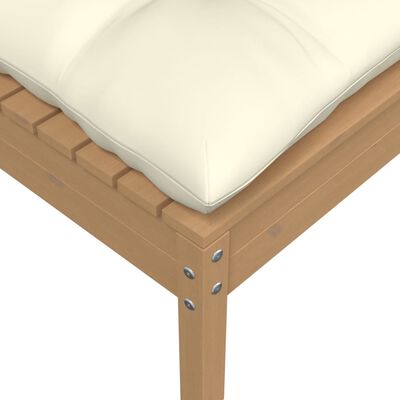 vidaXL Sodo pakoja su kremine pagalvėle, medaus ruda, pušies masyvas