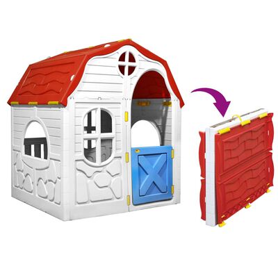vidaXL Sulankstomas vaikiškas žaidimų namelis su durimis ir langais
