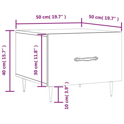 vidaXL Kavos staliukas, sonoma ąžuolo, 50x50x40cm, apdirbta mediena