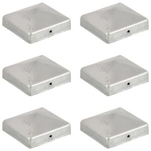 vidaXL Tvoros stulpų dangteliai, 6vnt., 81x81mm, galvanizuotas metalas