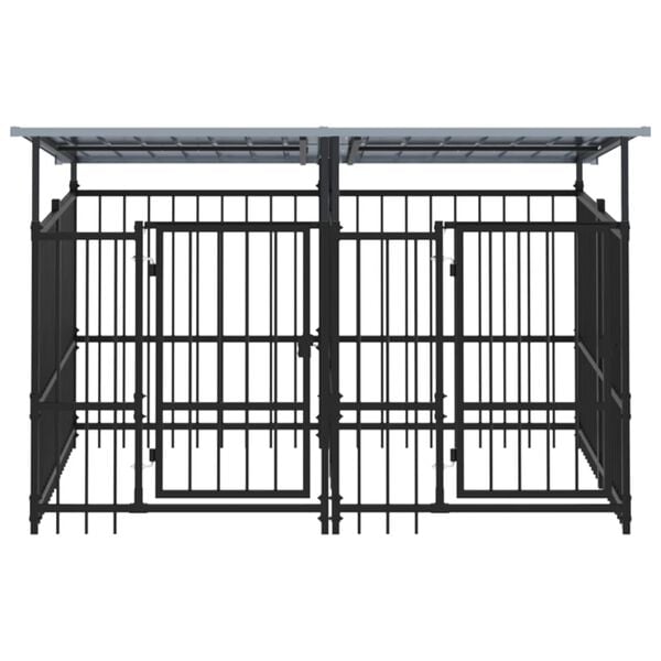 vidaXL Lauko voljeras &scaron;unims su stogu, plienas, 3,75m&sup2;