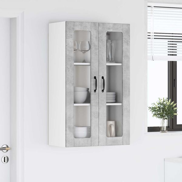 vidaXL Virtuvės sieninė spintelė Betono pilka 60 x 31 x 100 cm