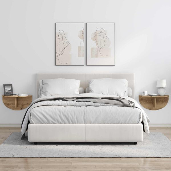 vidaXL Sieninė lentyna 2 pcs Amatininkų ąžuolas 48 x 24 x 24 cm