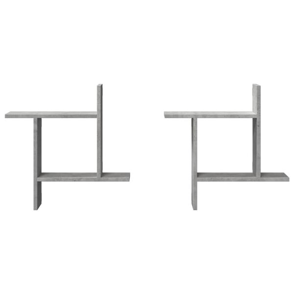 vidaXL Sieninės lentynos, 2vnt., betono, 50x12x50cm, apdirbta mediena