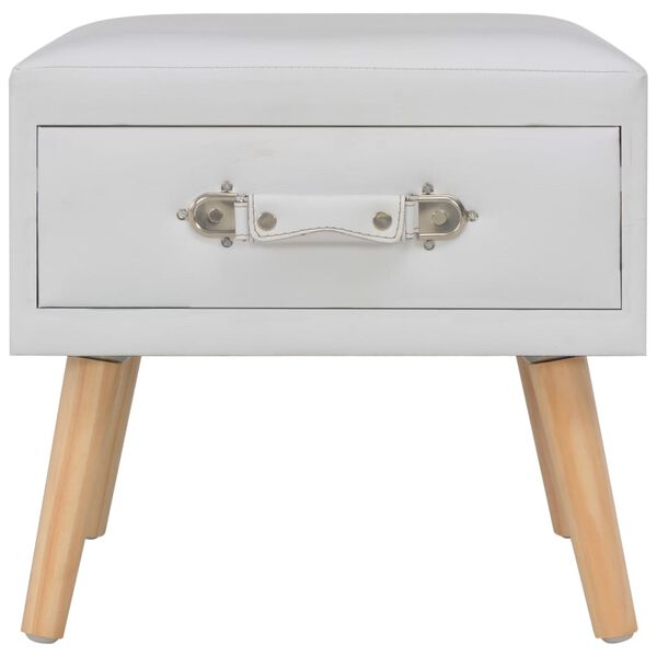 vidaXL Naktinis staliukas, balti, 40x35x40cm, dirbtinė oda
