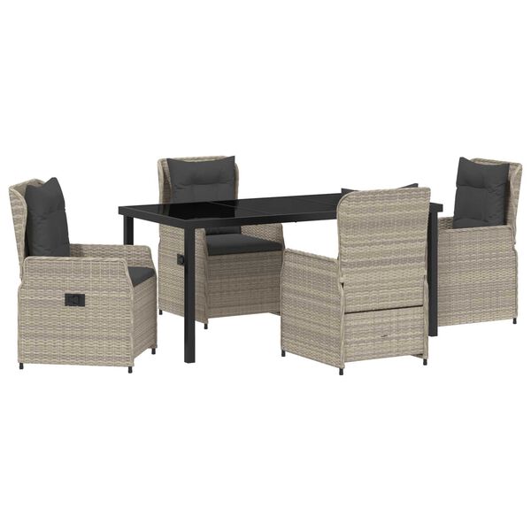 vidaXL Sodo valgomojo komplektas 5 pcs &Scaron;viesiai pilka poliratanas