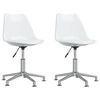 vidaXL Pasukamos valgomojo kėdės, 2vnt., baltos spalvos, dirbtinė oda
