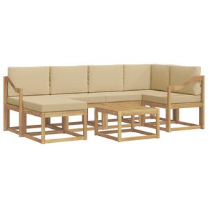 vidaXL Lauko sofos komplektas 7 vnt. Balta ir kreminė