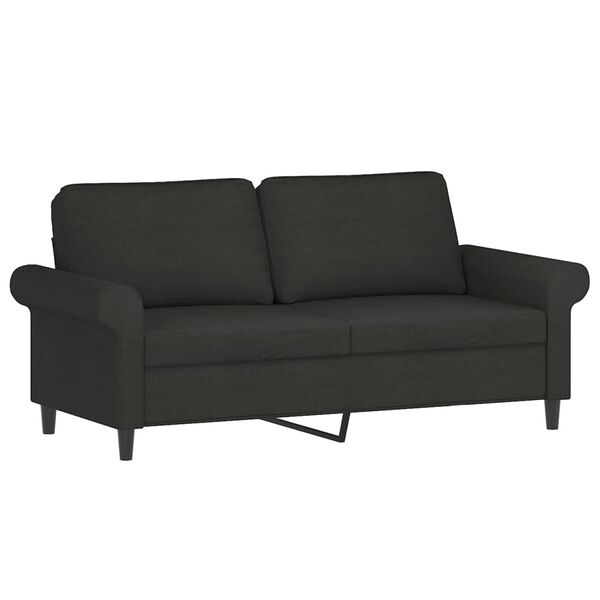 vidaXL Dvivietė sofa su pagalvėmis, juoda, 140cm, audinys