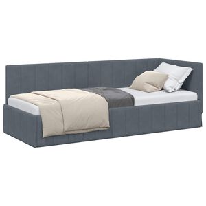 vidaXL Kampinė lovos konstrukcija Tamsiai pilka 80 cm x 200 cm Aksomas